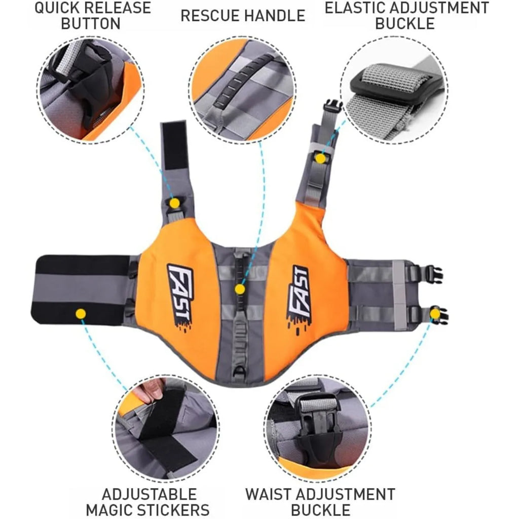 Adjustable Dog Life Jacket – Buoyant Safety Vest - PawPals